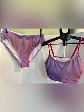 Zaful Pink and Purple Striped Bikini Set